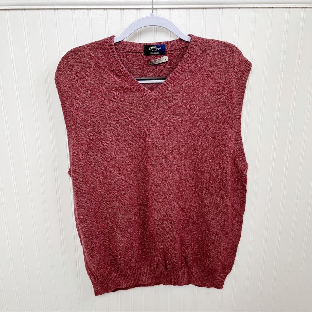 Callaway Golf Marled Burgundy Silk Blend Sleeveless Sweater Vest Men’s Large